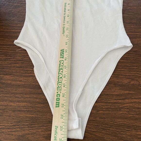 Halter Neck Bodysuit Medium Zara Crisp White Snap Bottom Core Stretch Women's - Picture 8 of 9